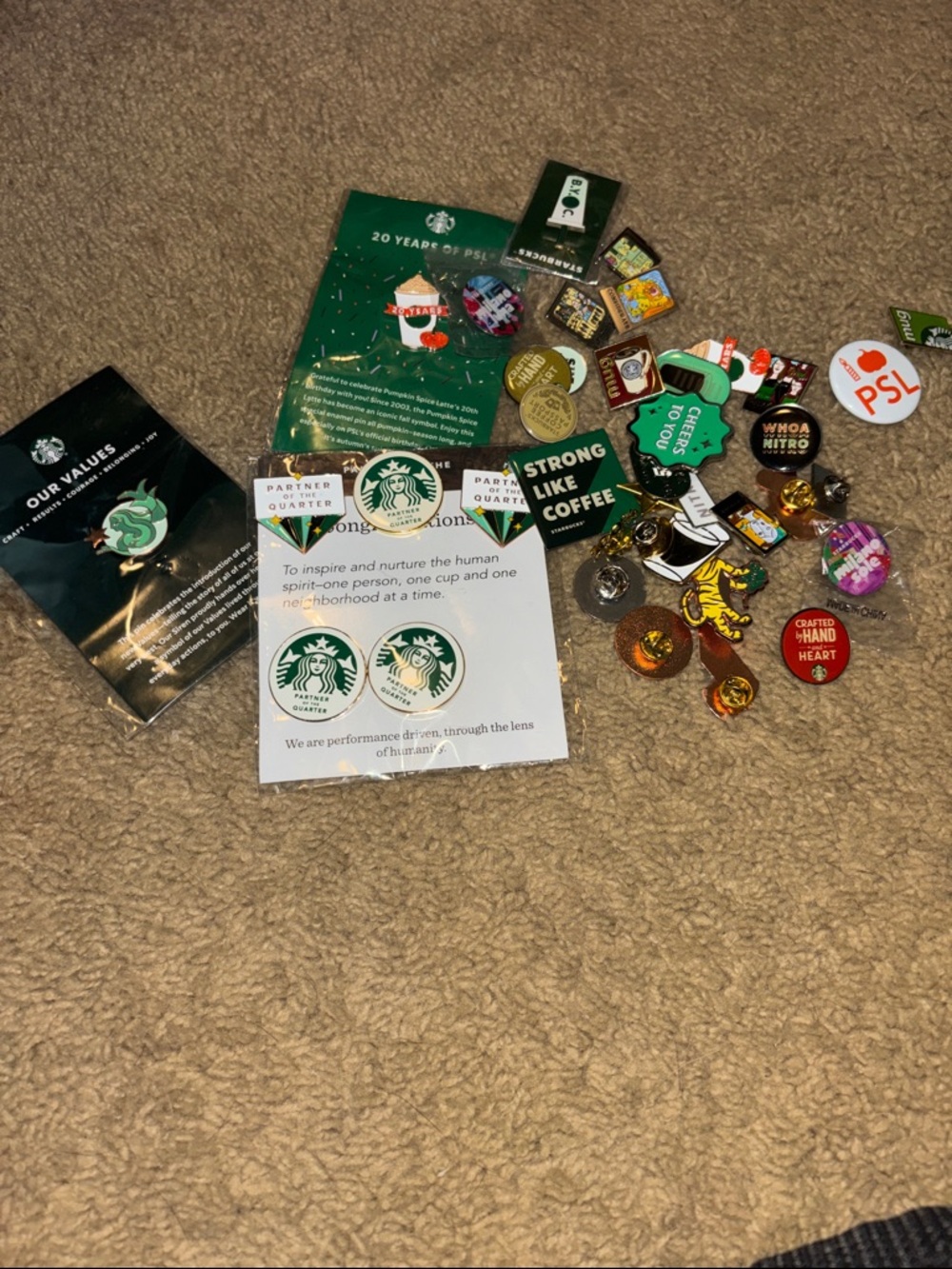 Starbucks Enamel Pin Collection - Green, Gold, White, Red, Black